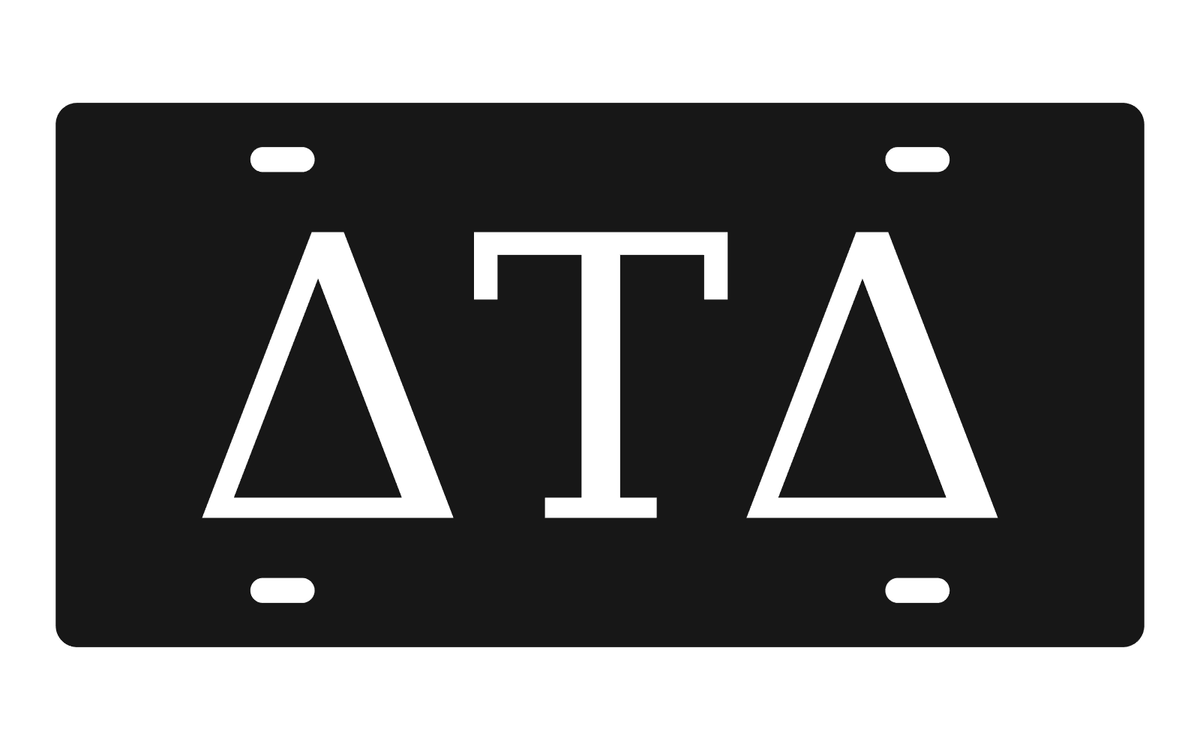 Delta Tau Delta Greek Letters Car Tag 12x6 Black White License Plate