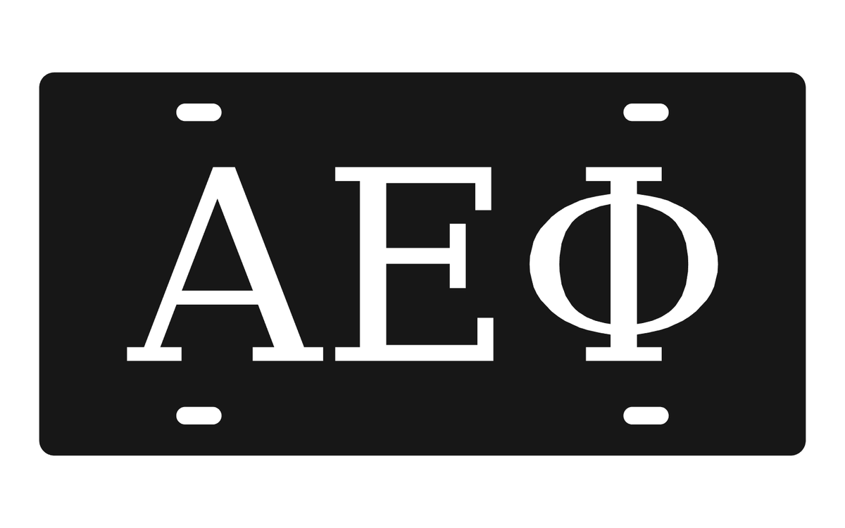 Alpha Epsilon Phi Greek Letters Car Tag 12x6 Black White License Plate