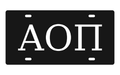 Alpha Omicron Pi Greek Letters Car Tag 12x6 Black White License Plate