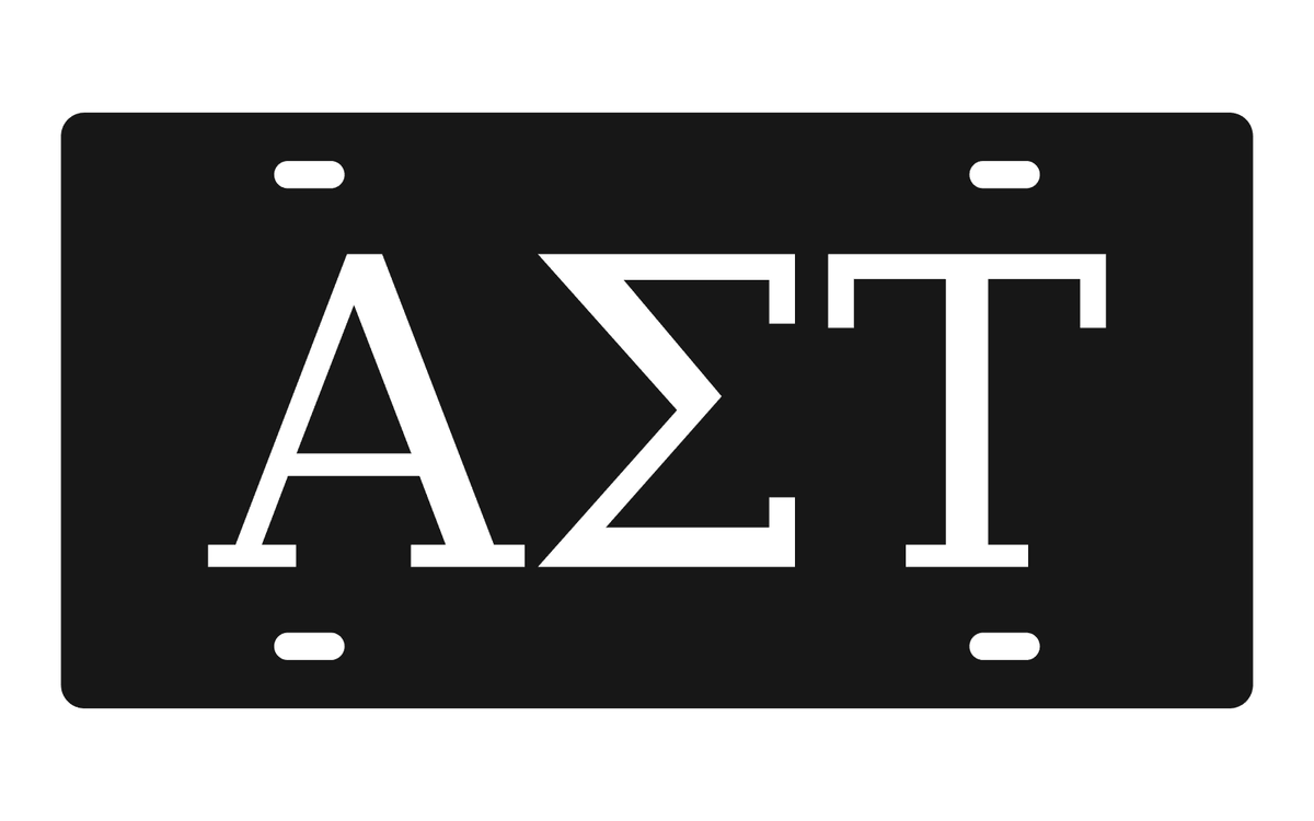Alpha Sigma Tau Greek Letters Car Tag 12x6 Black White License Plate