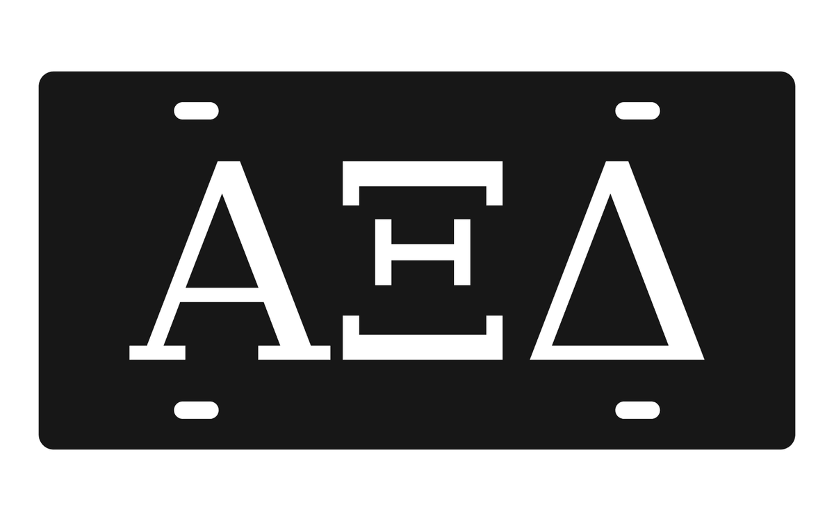 Alpha Xi Delta Greek Letters Car Tag 12x6 Black White License Plate