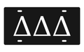 Delta Delta Delta Greek Letters Car Tag 12x6 Black White License Plate