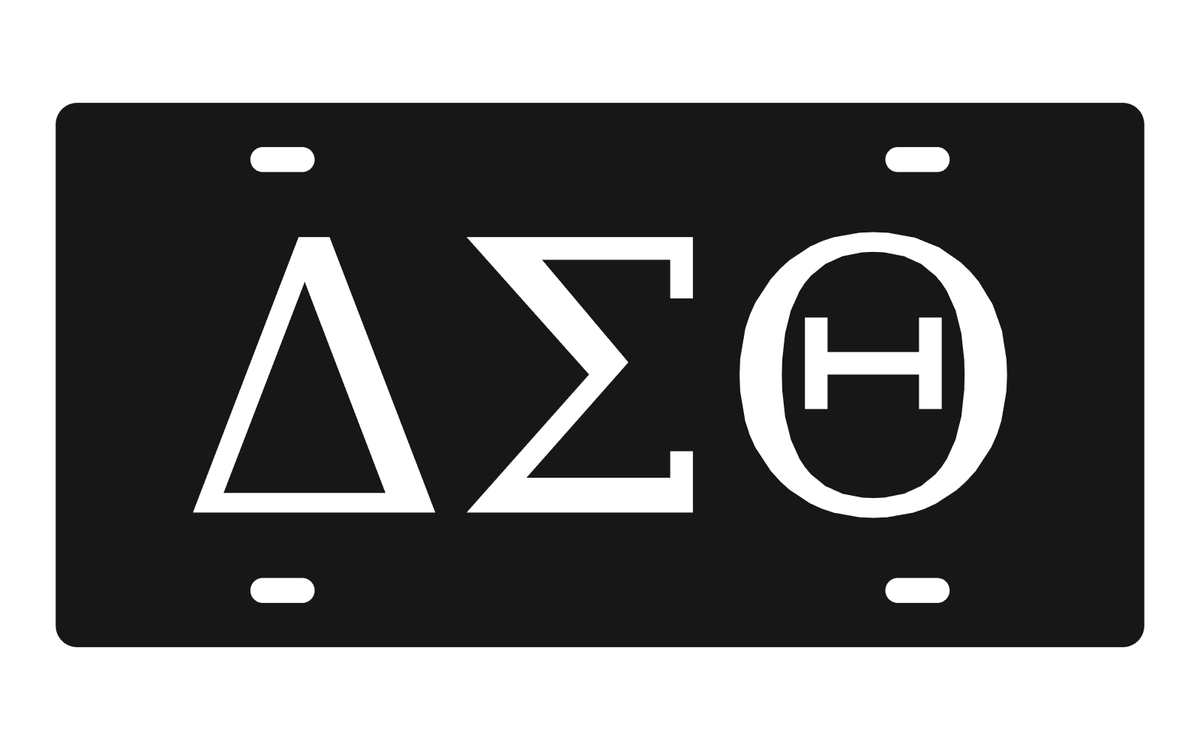 Delta Sigma Theta Greek Letters Car Tag 12x6 Black White License Plate