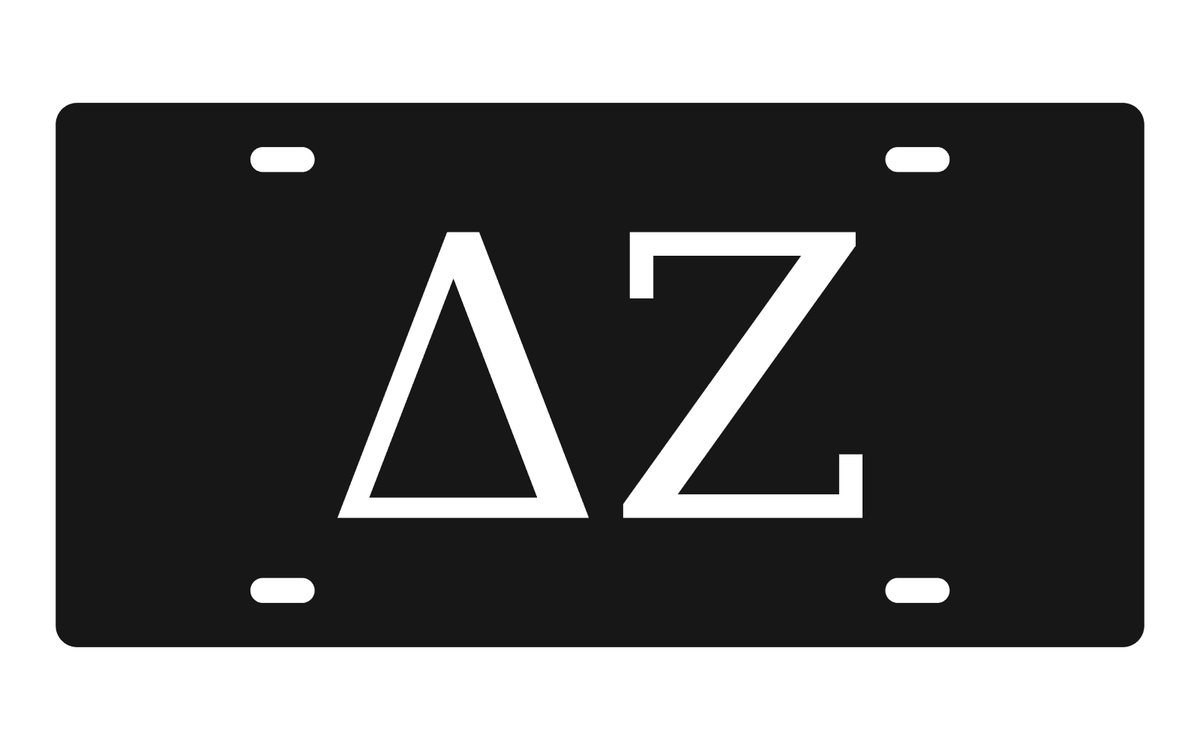 Delta Zeta Greek Letters Car Tag 12x6 Black White License Plate