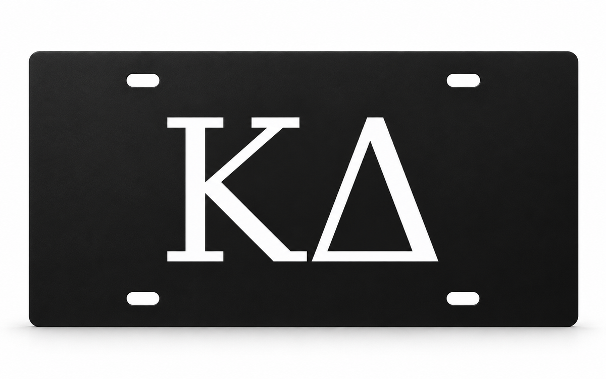 Kappa Delta Greek Letters Car Tag 12x6 Black White License Plate