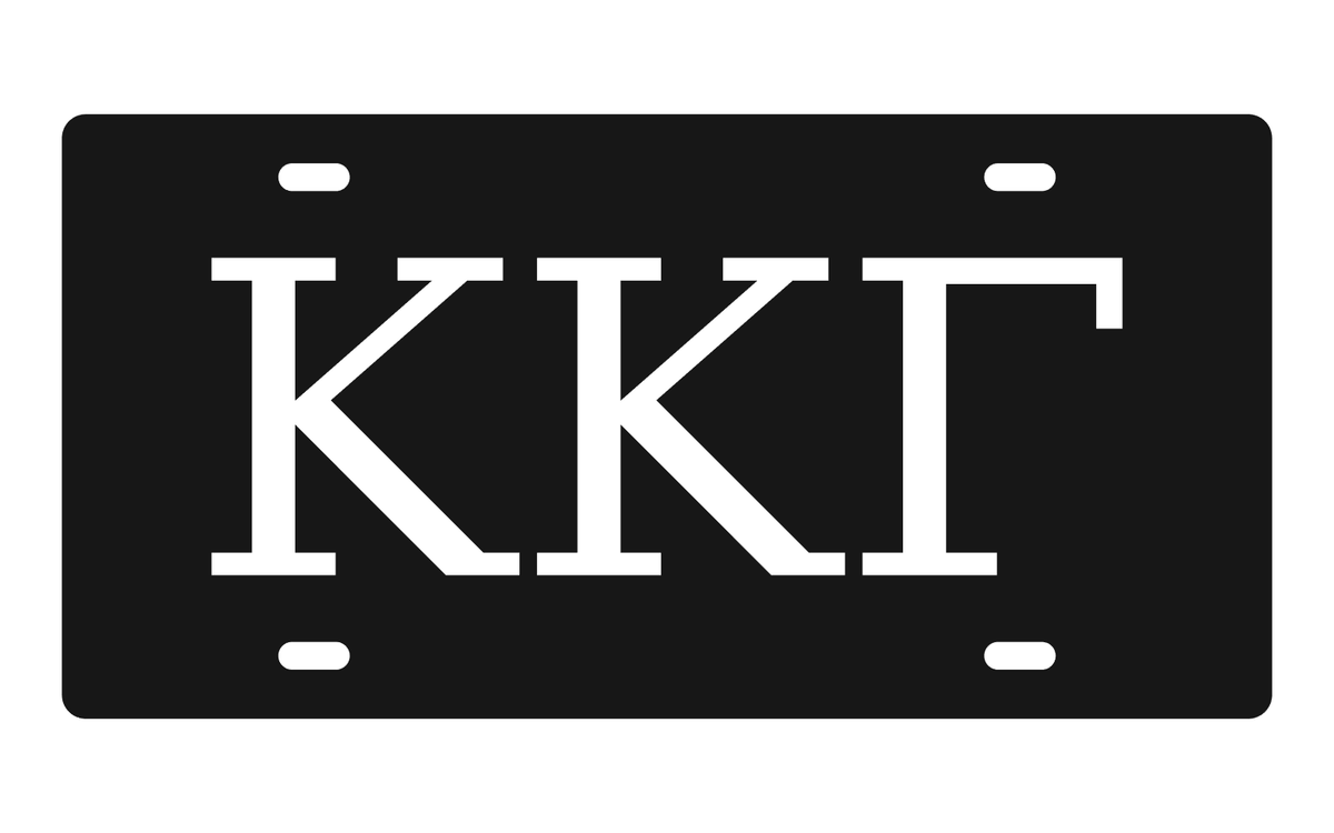 Kappa Kappa Gamma Greek Letters Car Tag 12x6 Black White License Plate