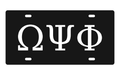 Omega Psi Phi Greek Letters Car Tag 12x6 Black White License Plate