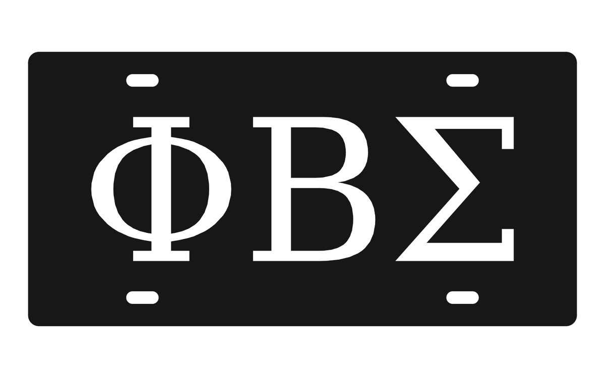 Phi Beta Sigma Greek Letters Car Tag 12x6 Black White License Plate