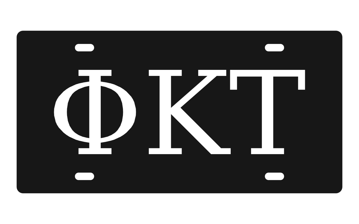 Phi Kappa Tau Greek Letters Car Tag 12x6 Black White License Plate