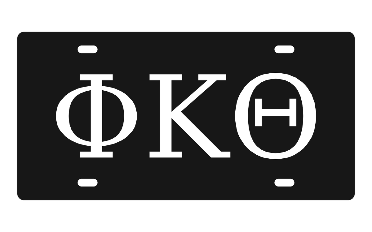 Phi Kappa Theta Greek Letters Car Tag 12x6 Black White License Plate