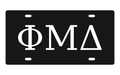 Phi Mu Delta Greek Letters Car Tag 12x6 Black White License Plate
