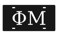 Phi Mu Greek Letters Car Tag 12x6 Black White License Plate