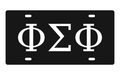 Phi Sigma Phi Greek Letters Car Tag 12x6 Black White License Plate