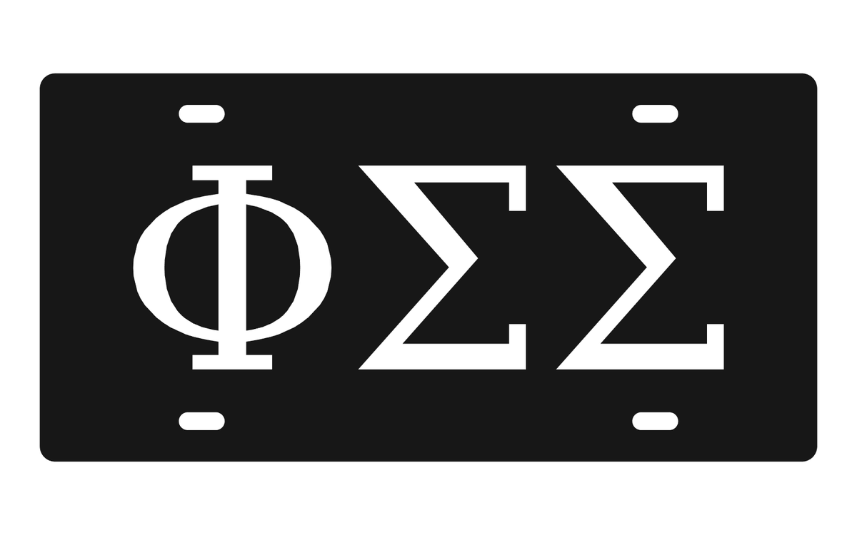 Phi Sigma Sigma Greek Letters Car Tag 12x6 Black White License Plate