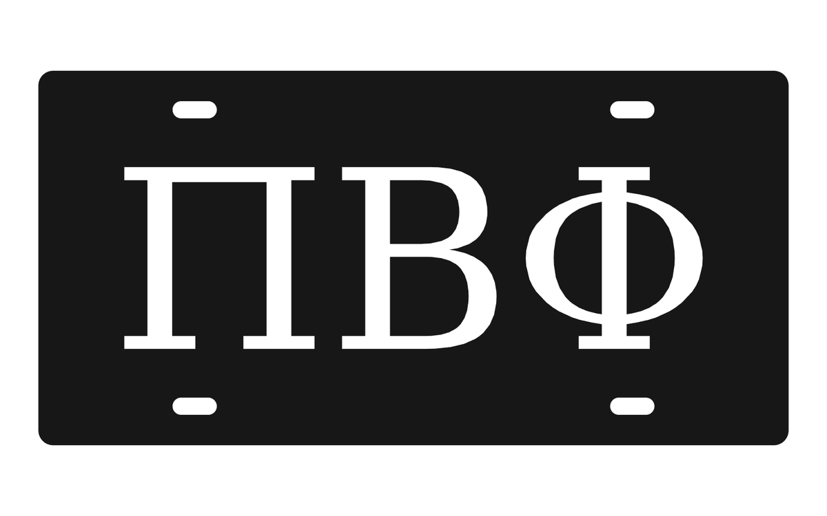 Pi Beta Phi Greek Letters Car Tag 12x6 Black White License Plate