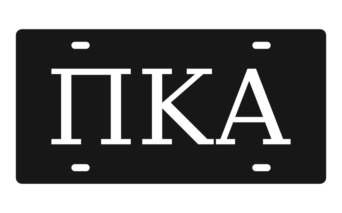 Pi Kappa Alpha Greek Letters Car Tag 12x6 Black White License Plate