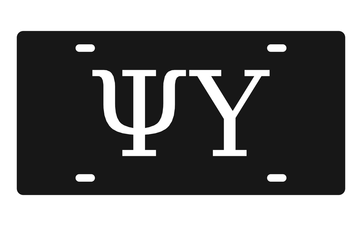 Psi Upsilon Greek Letters Car Tag 12x6 Black White License Plate