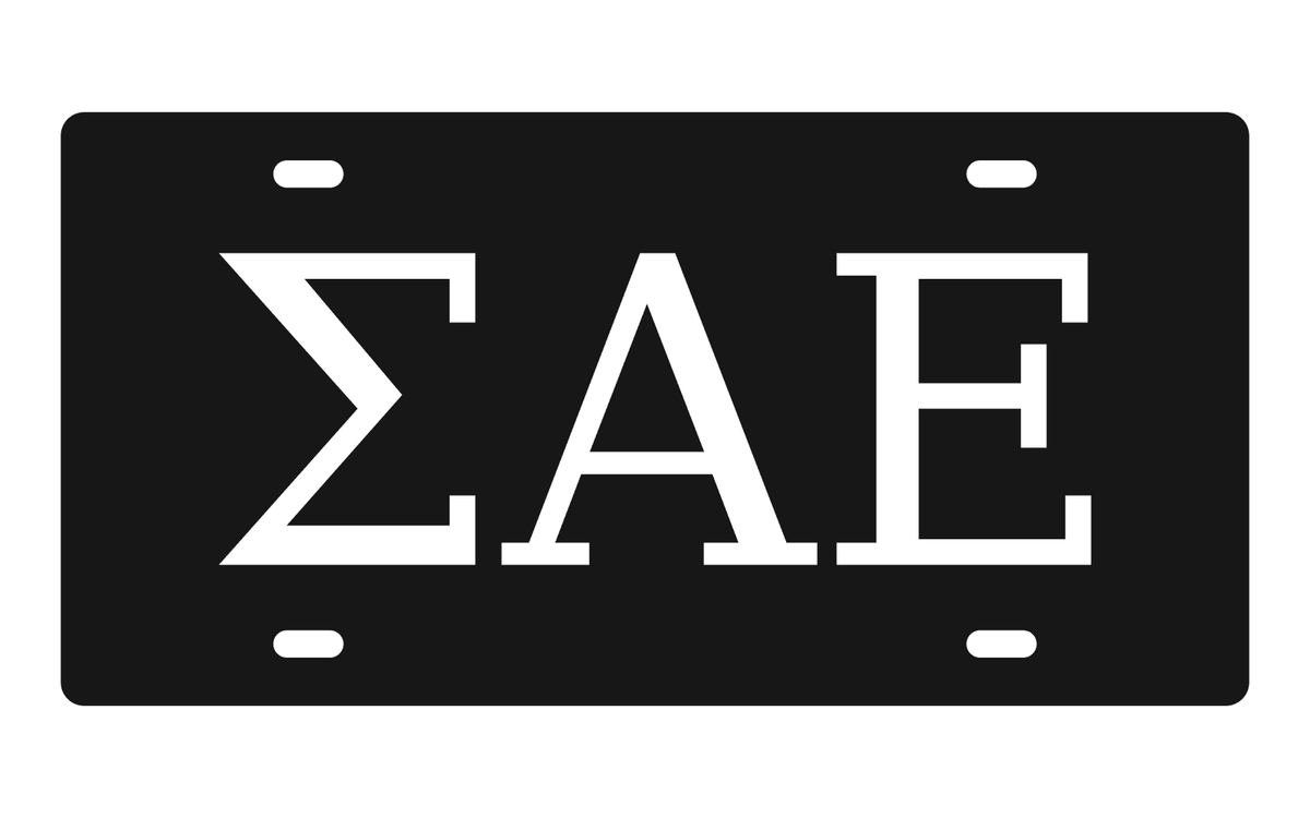 Sigma Alpha Epsilon Greek Letters Car Tag 12x6 Black White License Plate