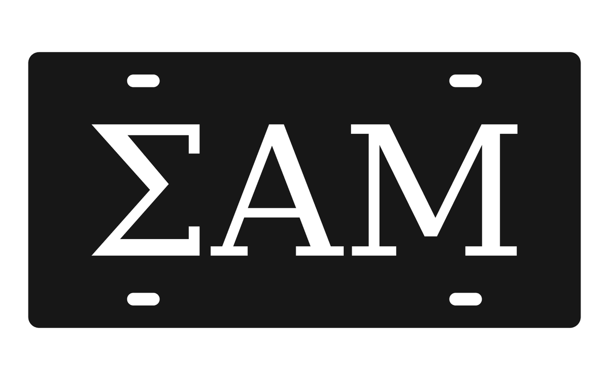 Sigma Alpha Mu Greek Letters Car Tag 12x6 Black White License Plate