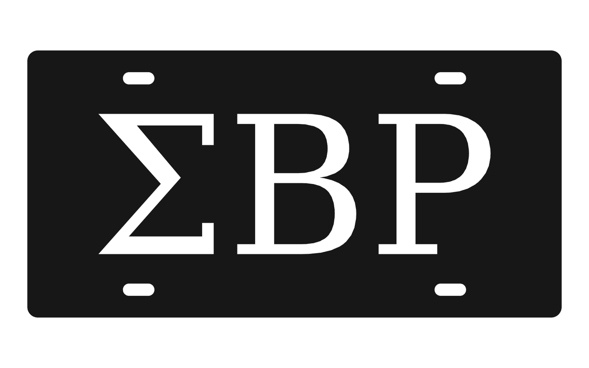 Sigma Beta Rho Greek Letters Car Tag 12x6 Black White License Plate