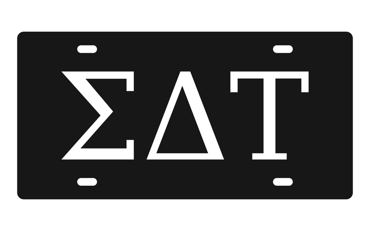 Sigma Delta Tau Greek Letters Car Tag 12x6 Black White License Plate