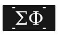 Sigma Phi Society Greek Letters Car Tag 12x6 Black White License Plate