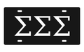 Sigma Sigma Sigma Greek Letters Car Tag 12x6 Black White License Plate