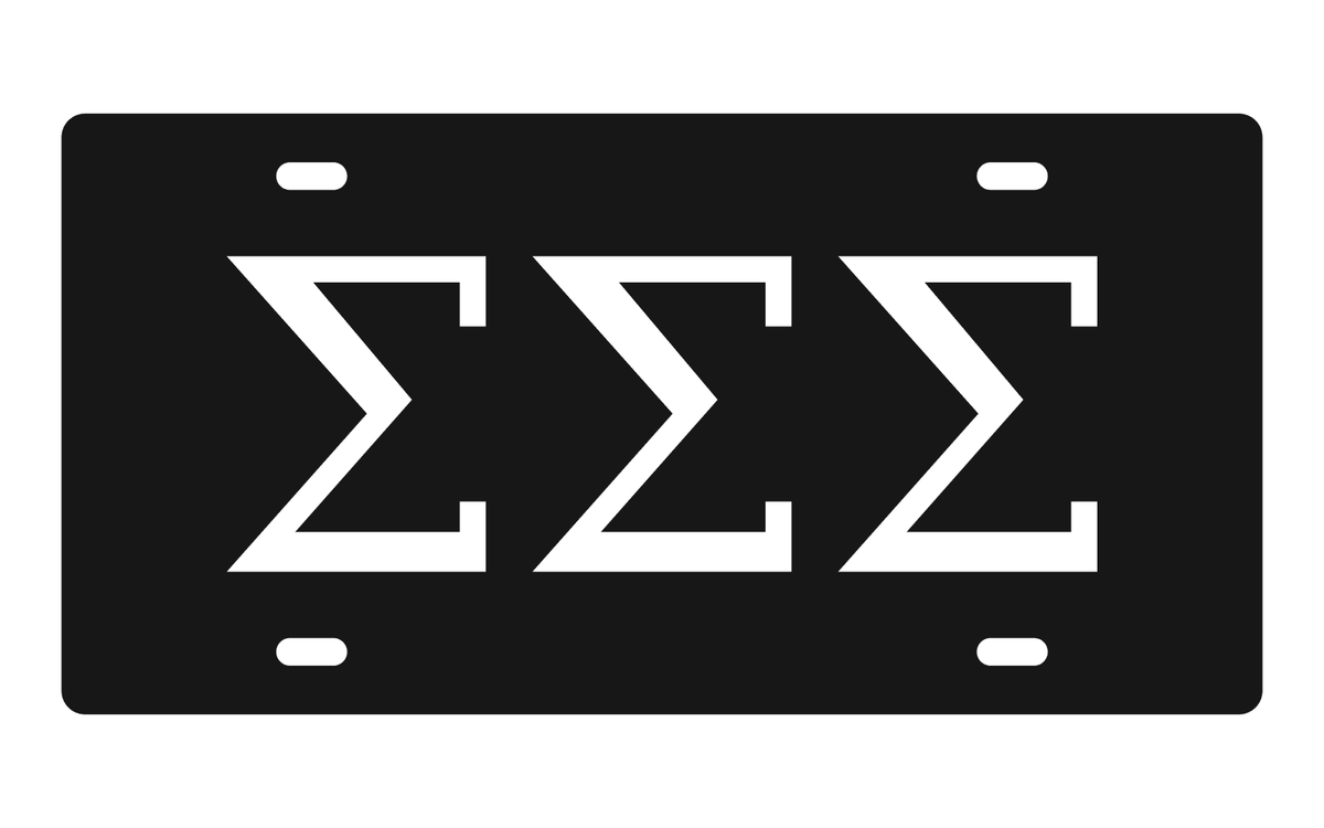 Sigma Sigma Sigma Greek Letters Car Tag 12x6 Black White License Plate
