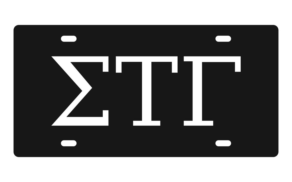 Sigma Tau Gamma Greek Letters Car Tag 12x6 Black White License Plate