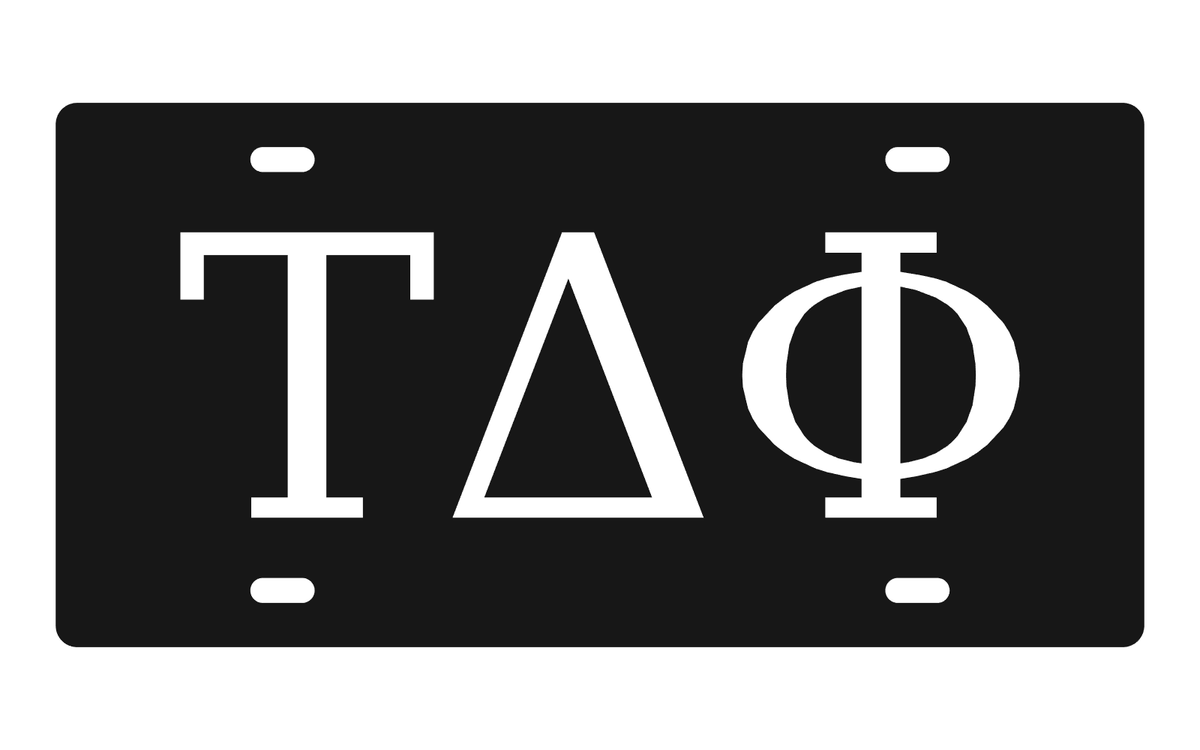 Tau Delta Phi Greek Letters Car Tag 12x6 Black White License Plate