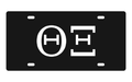 Theta Xi Greek Letters Car Tag 12x6 Black White License Plate