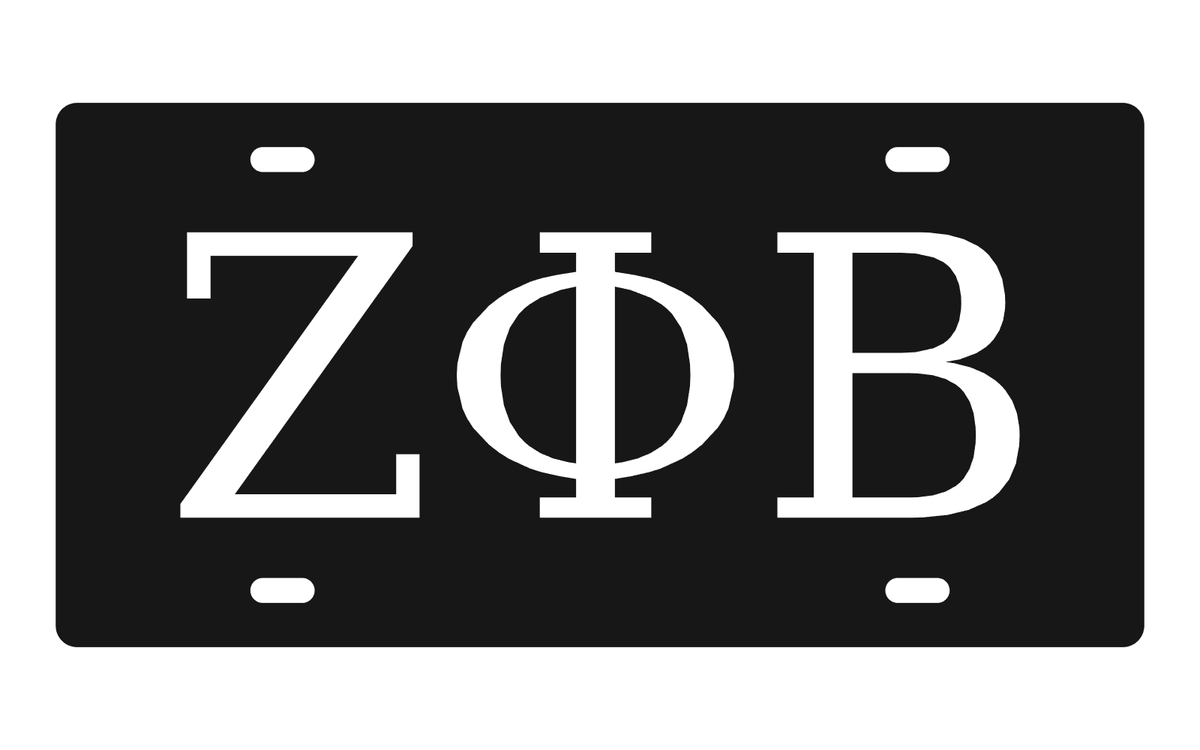 Zeta Phi Beta Greek Letters Car Tag 12x6 Black White License Plate
