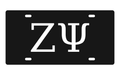 Zeta Psi Greek Letters Car Tag 12x6 Black White License Plate